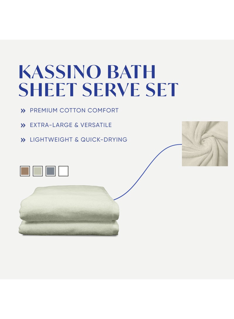 كاسينو Kassino Jumbo Bath Sheet (2 Pack, 90x180 cm) - 540 GSM Large Bath Towel,100% Combed Cotton, Soft & Quick-Dry Oversized Towels, Highly Absorbent, Double Stitched Hotel Quality Towels | Ivory  - Image 3