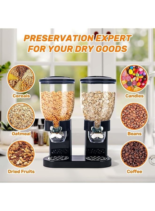 PROMASS Cereal Dispenser Countertop Large Capacity Cereal Container Airtight Rotating Dry Food Dispenser for Small Size Nut Candy Beans Rice Pantry Kitchen Organizer to Keep Tidy 2 Pack 4L  - Image 4