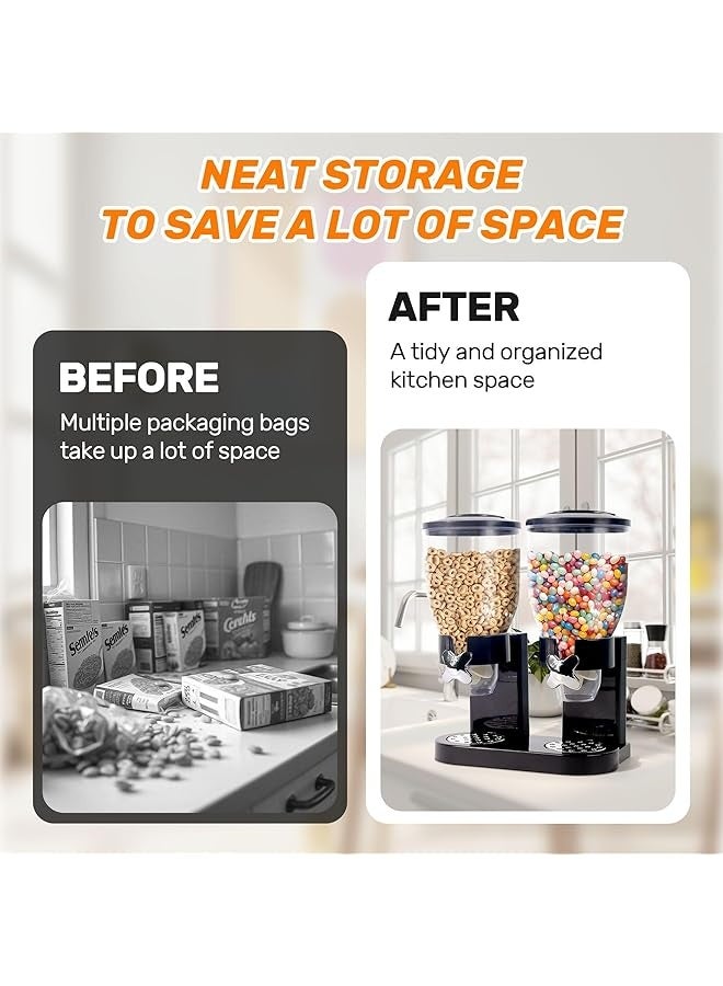PROMASS Cereal Dispenser Countertop Large Capacity Cereal Container Airtight Rotating Dry Food Dispenser for Small Size Nut Candy Beans Rice Pantry Kitchen Organizer to Keep Tidy 2 Pack 4L  - Image 3