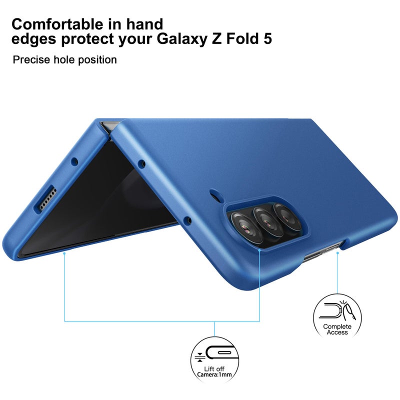Foluu Slim Fit Case for Samsung Galaxy Z Fold 5 Case, with Front Built-in Screen Protector, Ultra Thin Matte PC Protective Cover for Samsung Galaxy Z Fold5 5G 2023 (Blue) - Image 2