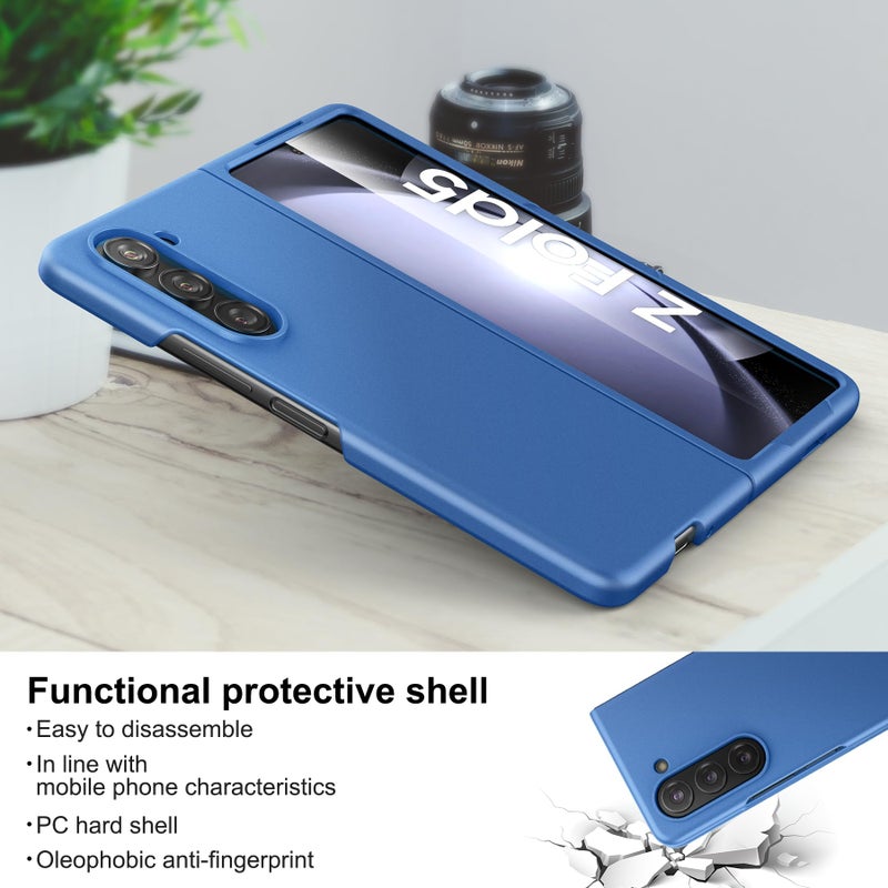 Foluu Slim Fit Case for Samsung Galaxy Z Fold 5 Case, with Front Built-in Screen Protector, Ultra Thin Matte PC Protective Cover for Samsung Galaxy Z Fold5 5G 2023 (Blue) - Image 5