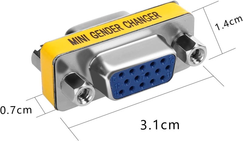 FEDUS VGA Jointer Couple Joiner Extender 15 Pin Female to Female Coupler Cable Extender Female Both Side Female to Female Gender Changer(Pack of 5) - Image 2