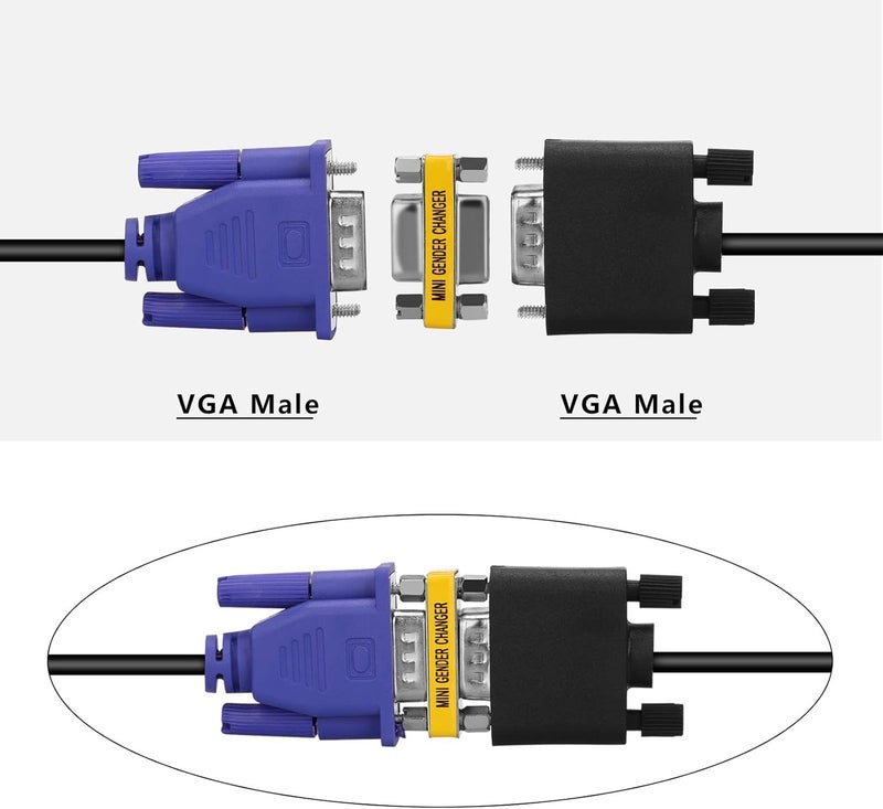 FEDUS VGA Jointer Couple Joiner Extender 15 Pin Female to Female Coupler Cable Extender Female Both Side Female to Female Gender Changer(Pack of 5) - Image 4