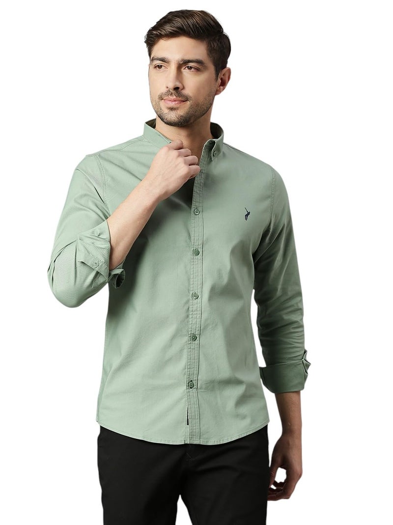 Thomas Scott Mens | Full Sleeve | Solid | Slim Fit | 100% Cotton | Button Down Collar | Shirts (Green_2XL) - Image 1