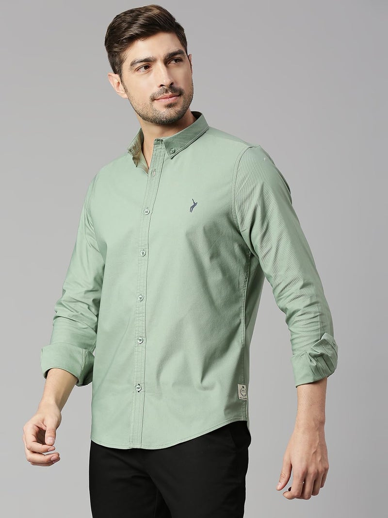 Thomas Scott Mens | Full Sleeve | Solid | Slim Fit | 100% Cotton | Button Down Collar | Shirts (Green_2XL) - Image 3