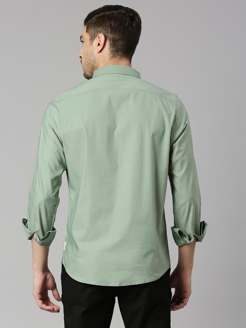 Thomas Scott Mens | Full Sleeve | Solid | Slim Fit | 100% Cotton | Button Down Collar | Shirts (Green_2XL) - Image 4