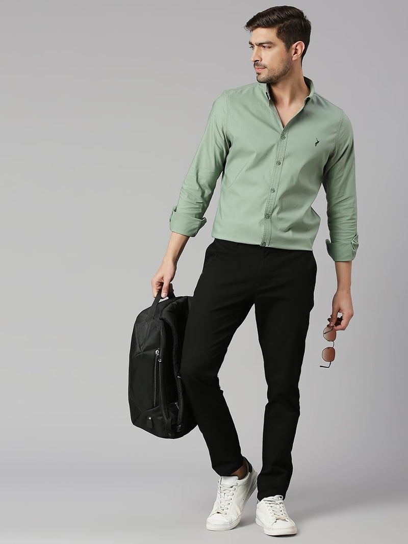 Thomas Scott Mens | Full Sleeve | Solid | Slim Fit | 100% Cotton | Button Down Collar | Shirts (Green_2XL) - Image 5