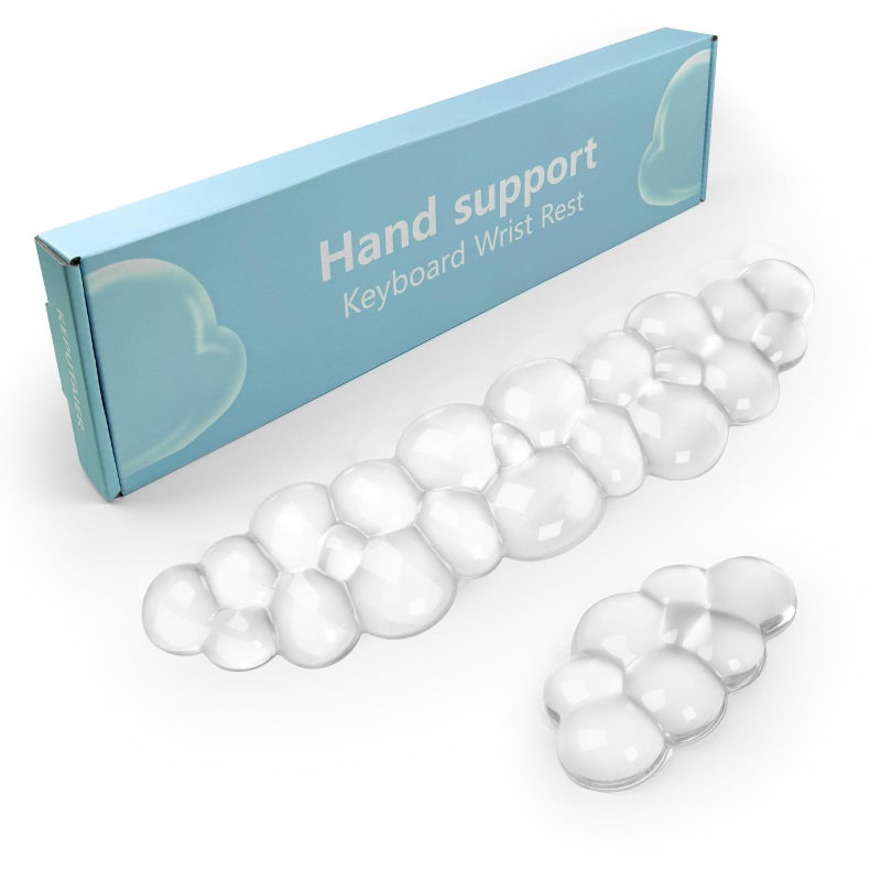 KEPUTAIER Gel Cloud Keyboard and Mouse Wrist Rest, Cute Wrist Support and Arm Support Keyboard Rest for Keyboard and Mouse Typing Pain Relief，Suitable for Office/Computer/Laptop/Gaming（White） - Image 1