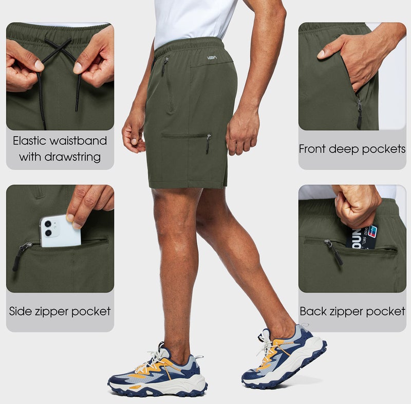 Viodia Men's Hiking Cargo Shorts Stretch Quick Dry Lightweight Workout Shorts for Men Casual Fishing Athletic Shorts with Pockets Army Green - Image 4