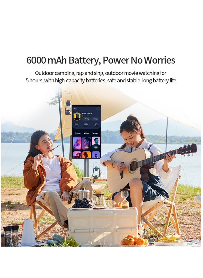 فلاشهوك تلفزيون ذكي محمول بشاشة لمس أرضية قابلة للتعديل، مقاس 21.5 بوصة | كاميرا مدمجة | ذاكرة وصول عشوائي (RAM) سعة 6 جيجابايت + سعة تخزين 128 جيجابايت، بطارية 6000 أمبير/ساعة، وقت تشغيل فيديو 8 ساعات، لون رمادي - Image 3