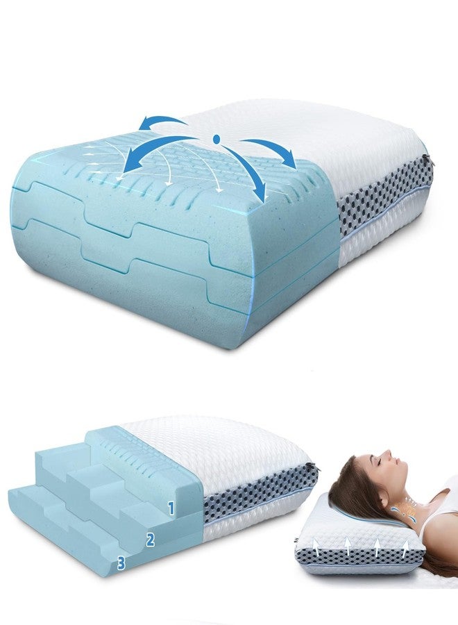MASTERY MART Firm Pillow for Deep Sleep - Cooling Memory Foam, Adjustable Height, Standard Size, Ideal for Side, Back & Stomach Sleepers (25" x 16") - Image 1
