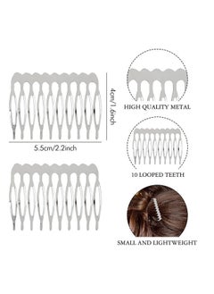 Lawie Lawie 20 Pack Bulk 10 Teeth Silver Metal Side Hair Combs Plain Blank Crafting DIY Wire Slide Combs Wedding Bridal Veil Combs Decorative Crowns Headpiece French Twist Clip Hair Accessories for Women  - Image 5