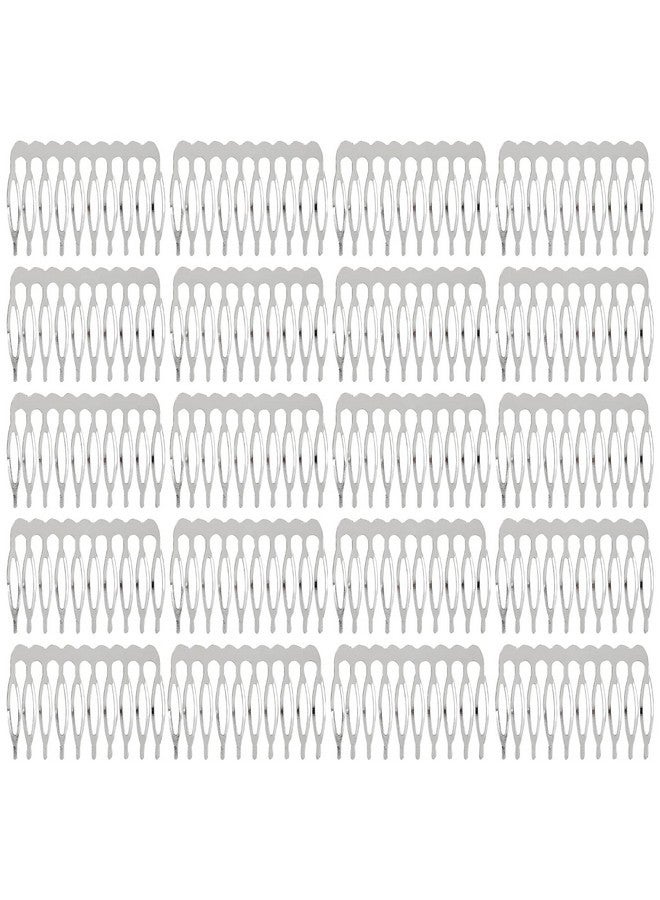 Lawie Lawie 20 Pack Bulk 10 Teeth Silver Metal Side Hair Combs Plain Blank Crafting DIY Wire Slide Combs Wedding Bridal Veil Combs Decorative Crowns Headpiece French Twist Clip Hair Accessories for Women - Image 1