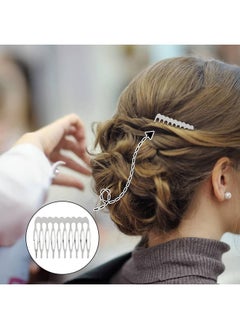 Lawie Lawie 20 Pack Bulk 10 Teeth Silver Metal Side Hair Combs Plain Blank Crafting DIY Wire Slide Combs Wedding Bridal Veil Combs Decorative Crowns Headpiece French Twist Clip Hair Accessories for Women  - Image 2