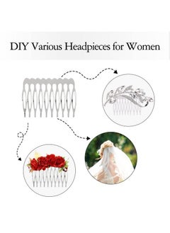 Lawie Lawie 20 Pack Bulk 10 Teeth Silver Metal Side Hair Combs Plain Blank Crafting DIY Wire Slide Combs Wedding Bridal Veil Combs Decorative Crowns Headpiece French Twist Clip Hair Accessories for Women  - Image 4