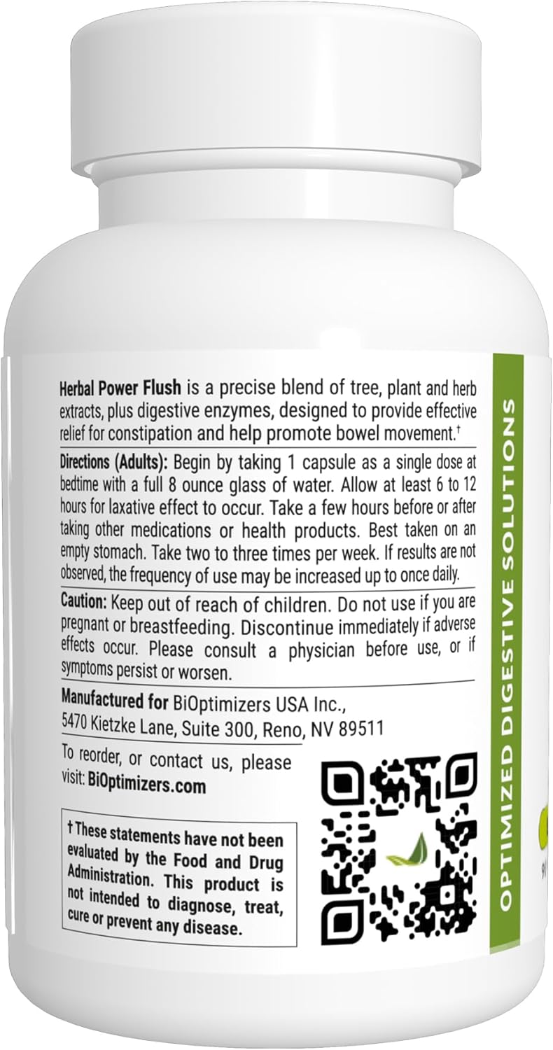 BiOptimizers Herbal Power Flush Extra Strength Digestive Cleanse Eliminate Toxins Improve Bowel Digestion Bloating Discomfort Relief for Adults 90 Capsules - Image 2