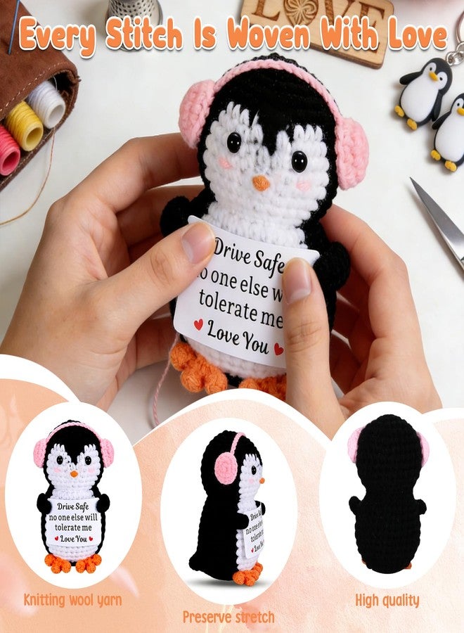 NUBARKO Cute Boyfriend Husband Fathers Day Dad Gifts for Men Him Husband Penguin Birthday Wedding Gifts Drive Safe Emotional Support Crochet for Boyfriend Christmas Anniversary Birthday Gift Positive Crochet - Image 3