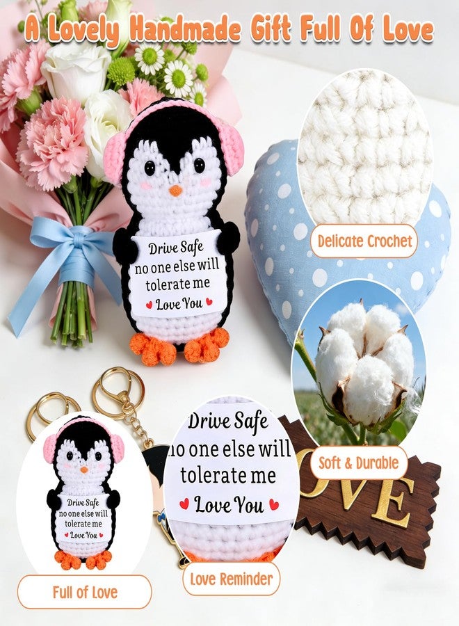 NUBARKO Cute Boyfriend Husband Fathers Day Dad Gifts for Men Him Husband Penguin Birthday Wedding Gifts Drive Safe Emotional Support Crochet for Boyfriend Christmas Anniversary Birthday Gift Positive Crochet - Image 2
