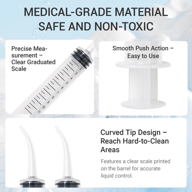Noenaeni 4Pcs Dental Irrigation Syringe 12ml Plastic Dental Syringes with Curved Tips Accurate Volume Scale Oral Irrigator for Dental Cleaning for Oral Care Tonsil Stones Removal Lab Pet Feeding (Clear) - Image 3