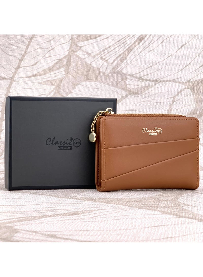 كلاسيك ميلانو - محفظة نسائية أنيقة من الجلد الصناعي مع حافظة بطاقات | محفظة عملات معدنية للنساء | محفظة نسائية نحيفة للاستخدام اليومي والسفر والهدايا - Image 1