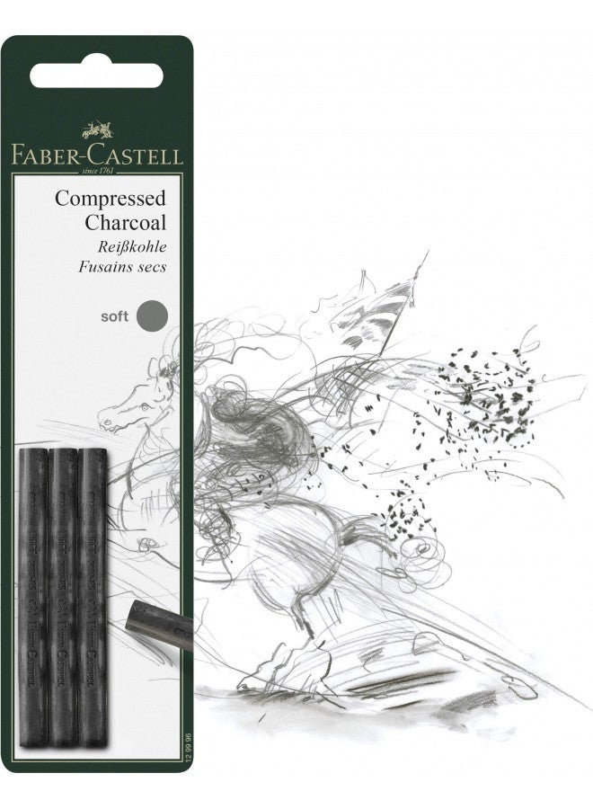 FABER-CASTELL Faber-Castel FC129997 PITT Compressed Charcoal Sticks (3 Pack) - Image 2