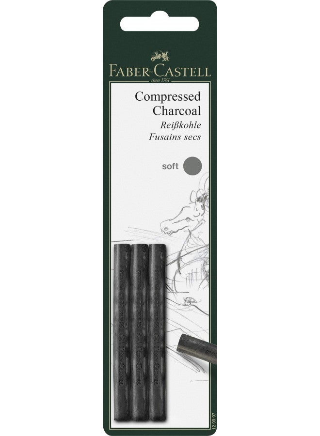 FABER-CASTELL Faber-Castel FC129997 PITT Compressed Charcoal Sticks (3 Pack) - Image 1