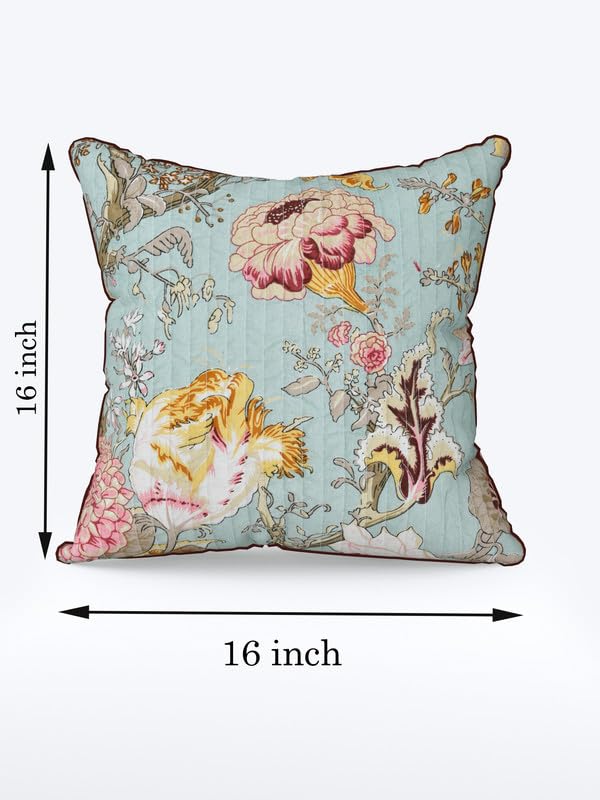 EasyGoods India Premium Cotton Cushion Covers 16x16 Inch | Soft Durable Fabric | Elegant Printed Covers for Sofa & Living Room | Hidden Zipper |Set of 2 - Image 3