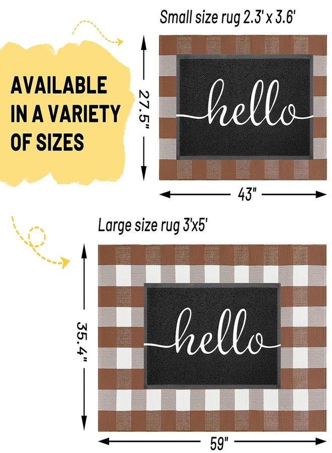 KILOCOCO Buffalo Plaid Checkered Rug 27.5x43 Inches Front Door Mat Outdoor Brown and White Rugs Cotton Washable Front Porch Rug Layered Doormats for Patio Farmhouse Entryway Kitchen Foyer - Image 3