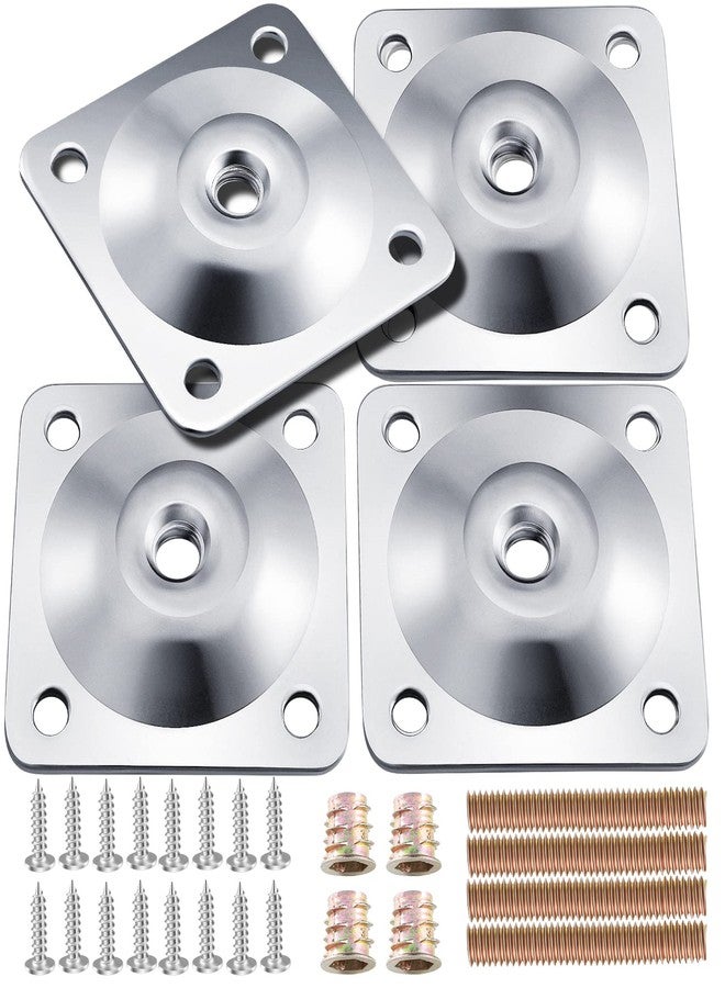 Ceryvop Leg Mounting Plates, 4 Sets Furniture Leg Attachment Plates, 5/16"(M8) Industrial Grade Flat Mounting T-Plates with Hanger Bolts, Screws, Strengthen Weak Furniture Repair Damaged Sofa Couch Seat - Image 1