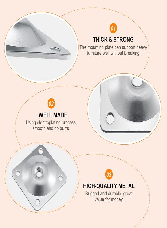 Ceryvop Leg Mounting Plates, 4 Sets Furniture Leg Attachment Plates, 5/16"(M8) Industrial Grade Flat Mounting T-Plates with Hanger Bolts, Screws, Strengthen Weak Furniture Repair Damaged Sofa Couch Seat - Image 2