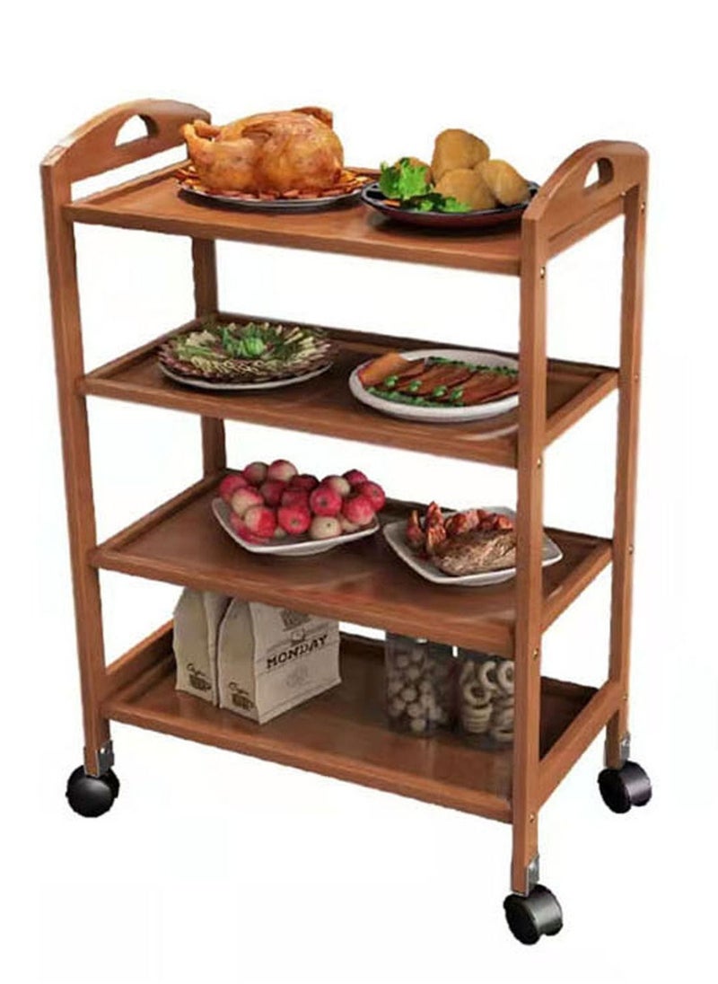 LINGWEI Wooden Food Serving Trolly Utility Cart Brown 60x81x33cm  - Image 1