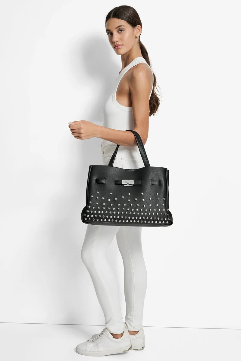 DKNY BLACK Bryar Large Satchel for Women | Best Price UAE