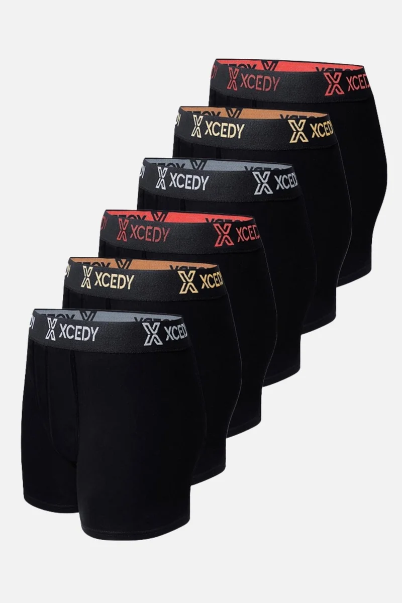 Cedy Denim Cedy Men's Black Boxer 6 Pack Cotton Lycra C4000