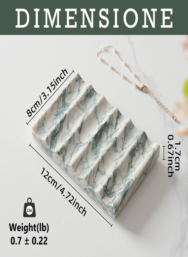 MULWR Real Luxurious Natural Marble Soap Dish for Shower,soap Dish for Bathroom,Non-Ceramic/Non-Resin Stone soap Tray（Cyan Green） - Image 2