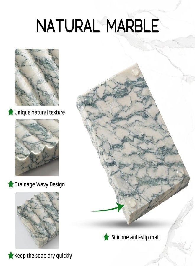 MULWR Real Luxurious Natural Marble Soap Dish for Shower,soap Dish for Bathroom,Non-Ceramic/Non-Resin Stone soap Tray（Cyan Green） - Image 3