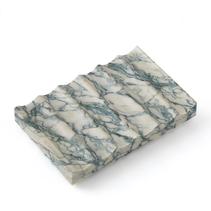MULWR Real Luxurious Natural Marble Soap Dish for Shower,soap Dish for Bathroom,Non-Ceramic/Non-Resin Stone soap Tray（Cyan Green） - Image 1