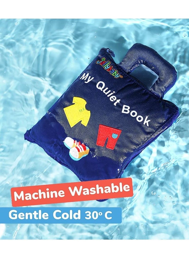 SYOSI - Montessori Activity Quiet Book - Travel Toy Cloth Book for Toddlers - 10 Topics, Activities for Early Learning How to Basic Life Skills for Toddlers, Interactive Book for Busy Boys and Girls(Blue) - Image 1