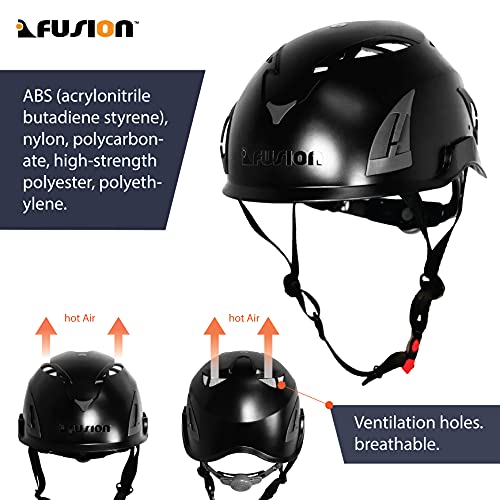Fusion Climb Meka II Climbing and Zipline Safety Helmet - Black, 6.25-Inch H x 10.3-Inch L x 8.25-Inch W - Image 2