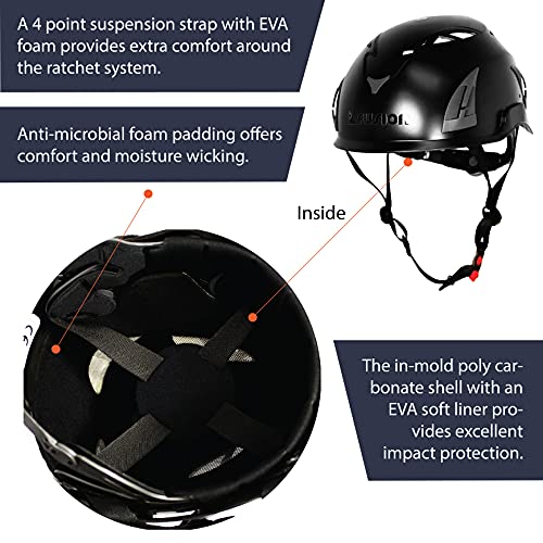 Fusion Climb Meka II Climbing and Zipline Safety Helmet - Black, 6.25-Inch H x 10.3-Inch L x 8.25-Inch W - Image 3