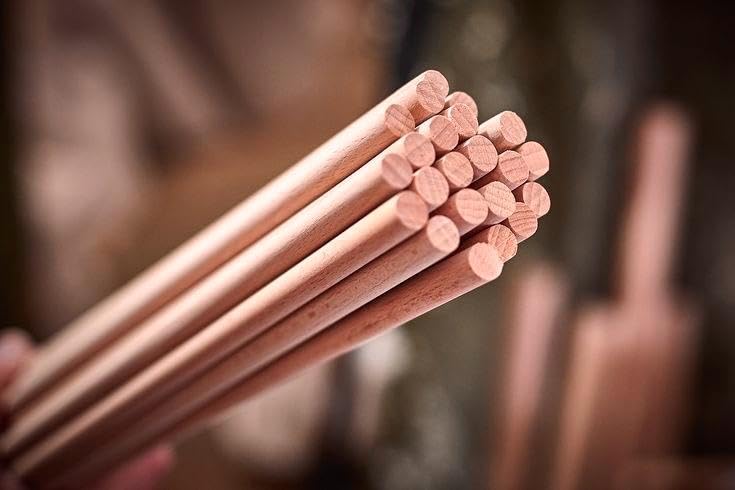 bloomax ® 20 قطعة قضبان دائرية خشبية (8 مم/24 بوصة) خشب صلب طبيعي غير مشغول، عصي حرفية دائرية، قضبان خشبية للحرف، قضبان خشبية للحرف اليدوية، قضبان دائرية فنية للحرف والهواة - Image 1