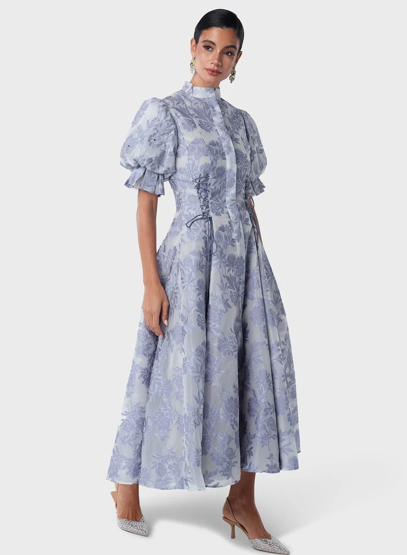 Threadz by Ajooni Floral Jacquard Dress