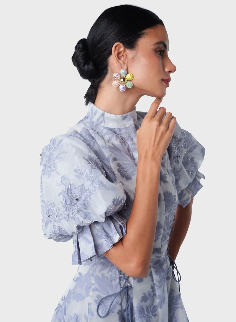 Threadz by Ajooni Floral Jacquard Dress