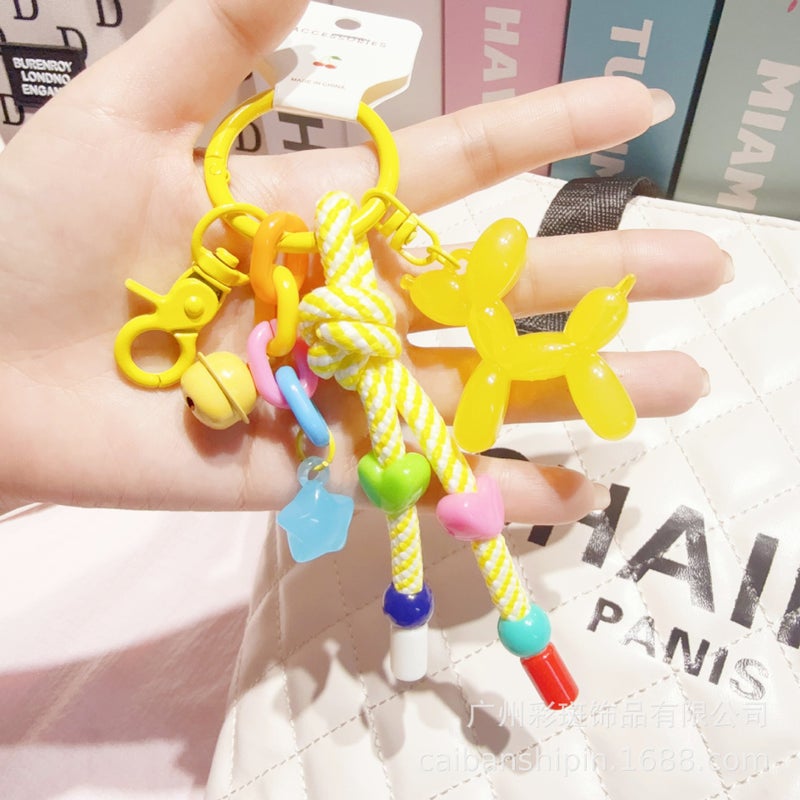 Selling Jelly Balloon Dog Keychain Cartoon Cute Puppy Couple Men And Women School Bag Pendant Gift - Image 1