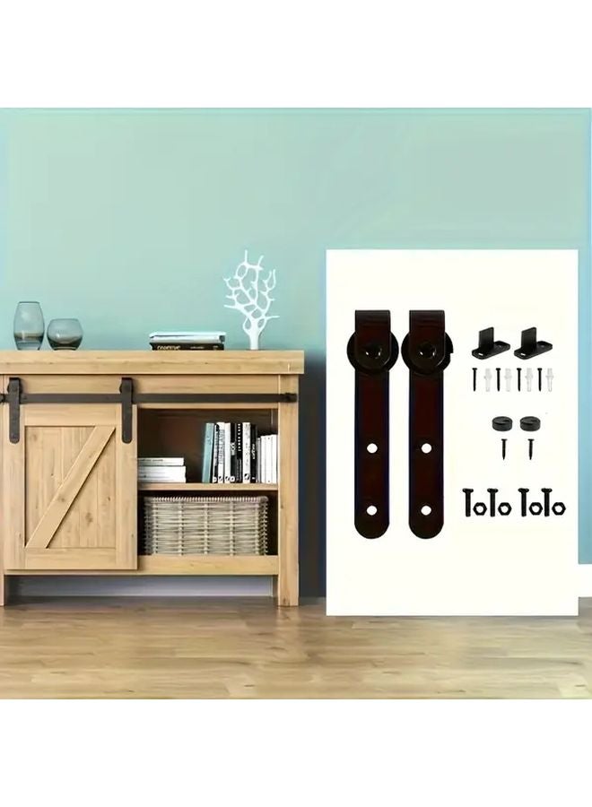 Heavy Duty Silent Sliding Door Kit 1 Set Carbon Steel Black Track System With Hardware - Image 4