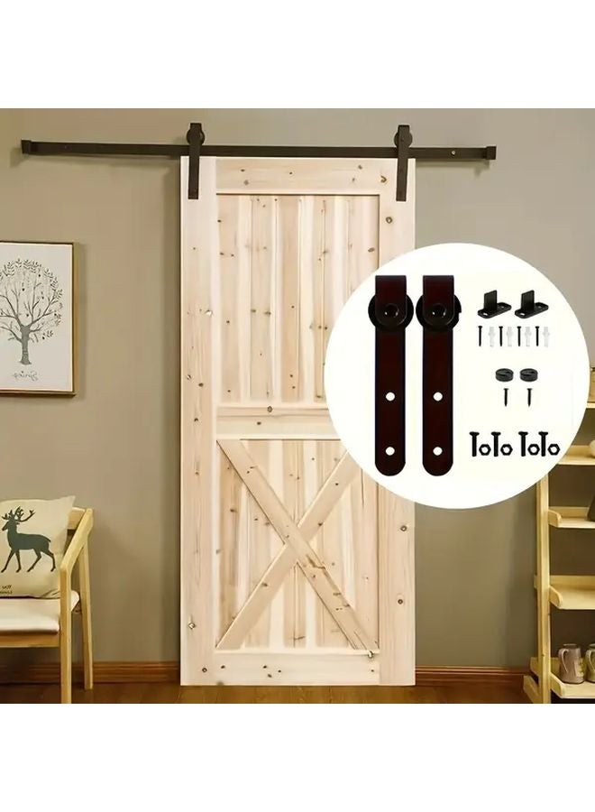 Heavy Duty Silent Sliding Door Kit 1 Set Carbon Steel Black Track System With Hardware - Image 2