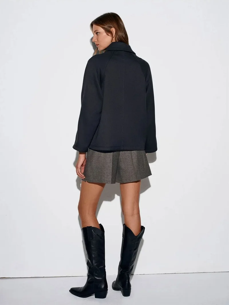 Dilvin Dilvin Oversized Plush Woven Button Jacket