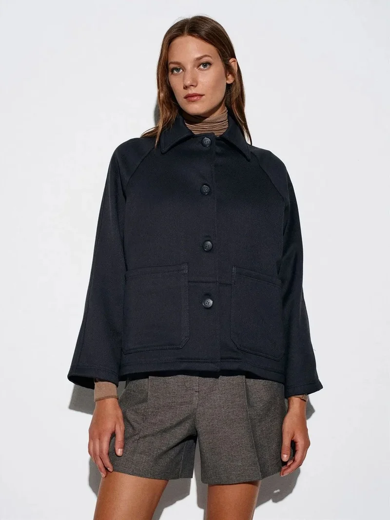 Dilvin Dilvin Oversized Plush Woven Button Jacket