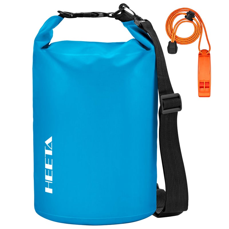 HEETA Waterproof Dry Bag for Women Men (Upgraded Version), Roll Top Lightweight Dry Storage Bag Backpack with Emergency Whistle for Travel, Swimming, Boating, Kayaking, Camping, Beach (Blue, 5L) - Image 1