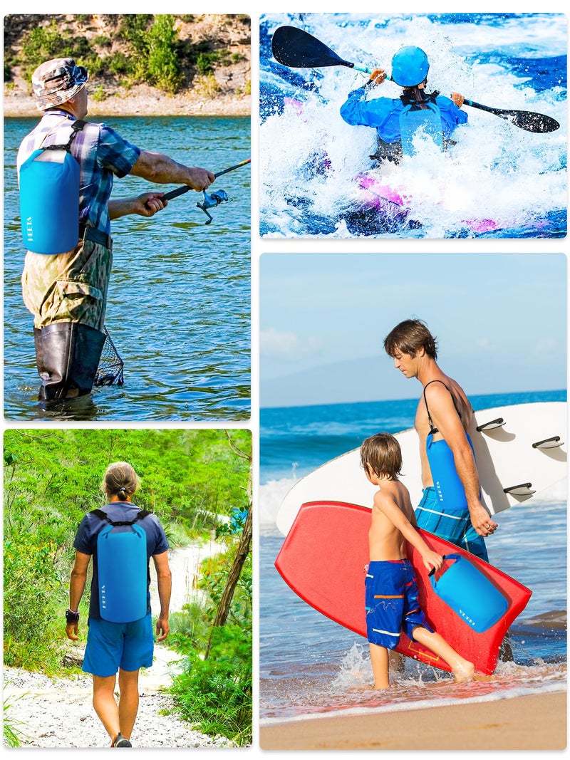 HEETA Waterproof Dry Bag for Women Men (Upgraded Version), Roll Top Lightweight Dry Storage Bag Backpack with Emergency Whistle for Travel, Swimming, Boating, Kayaking, Camping, Beach (Blue, 5L) - Image 5