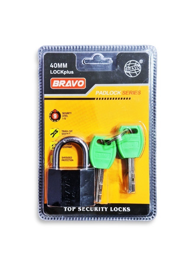 Bravo High Quality Waterproof Metal Lock 40mm, Durable Anti Rust Body with Secure 4 Key System, Multiple Size Options Including High Security Model, Ideal for Home, Office, Gates & Outdoor Use - Image 1